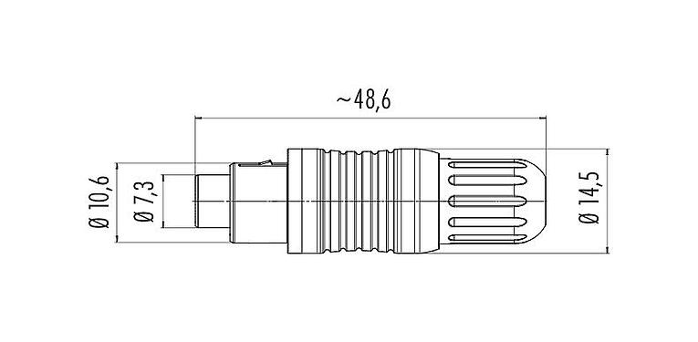 比例图 99 4906 00 03 - Push Pull 直头孔头电缆连接器, 极数: 3, 3.5-5.0mm, 可接屏蔽, 焊接, IP67