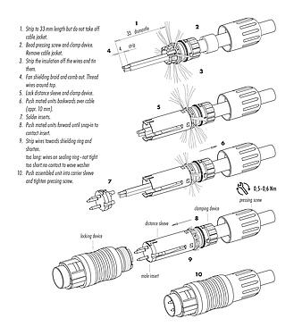 Instructions de montage 99 4817 00 06 - Push Pull Connecteur mâle, Contacts: 6, 4,0-8,0 mm, blindable, souder, IP67
