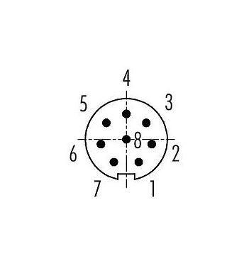 Polbild (Steckseite) 99 0479 100 08 - M9 Kabelstecker, Polzahl: 8, 3,0-4,0 mm, ungeschirmt, löten, IP40