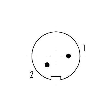 Polbild (Steckseite) 99 0401 70 02 - M9 Winkelstecker, Polzahl: 2, 3,5-5,0 mm, ungeschirmt, löten, IP67