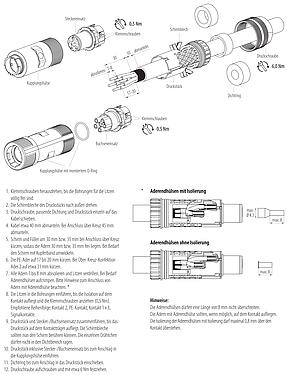 Montageanleitung 99 6155 000 06 - Bajonett Kabelstecker, Polzahl: 6 (3+PE+2), 7,0-14,0 mm, schirmbar, schraubklemm, IP67 gesteckt und verriegelt