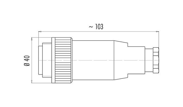 比例图 99 0737 00 24 - RD30 直头针头电缆连接器, 极数: 24, 10.0-12.0mm, 非屏蔽, 焊接, IP65