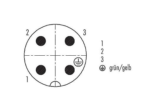Polbild (Steckseite) 99 4221 160 04 - RD24 Kabelstecker, Polzahl: 3+PE, 12,0-14,0 mm, ungeschirmt, schraubklemm, IP67, UL, ESTI+, VDE, PG 16