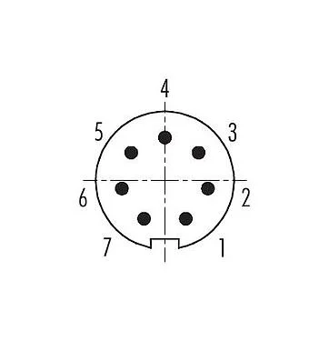 Polbild (Steckseite) 99 0421 115 07 - M9 Kabelstecker, Polzahl: 7, 4,0-5,5 mm, schirmbar, löten, IP67