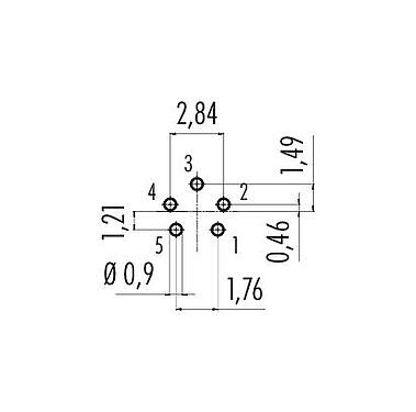 Geleiderconfiguratie 09 9791 30 05 - Snap-In Male panel mount connector, aantal polen: 5, onafgeschermd, soldeer, IP40