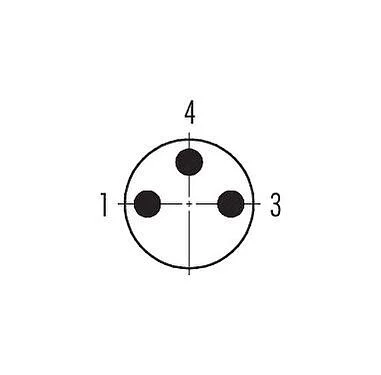 Расположение контактов (со стороны подключения) 99 3379 00 03 - M8 Кабельный штекер, Количество полюсов: 3, 3,5-5,0 мм, не экранированный, пайка, IP67, UL