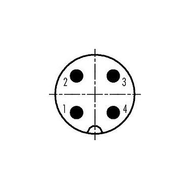 Contactconfiguratie (aansluitzijde) 09 0441 00 04 - M18 Male chassideel, aantal polen: 4, onafgeschermd, soldeer, IP67