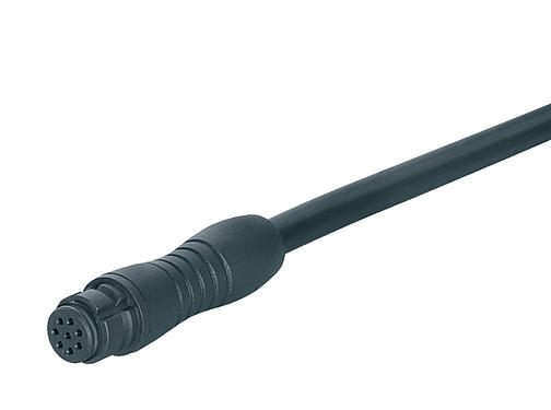Ilustración 79 9238 020 03 - Snap-In Conector de cable hembra, Número de contactos: 3, sin blindaje, moldeado en el cable, IP67, PUR, negro, 3 x 0,25 mm², 2 m