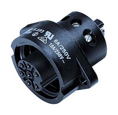 插图 RD24 孔头法兰座, 极数: 6+PE, 非屏蔽, 螺钉接线, IP67, UL, ESTI+, VDE, 板前安装