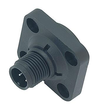 Illustration M12 Square male panel mount connector, Contacts: 4, unshielded, solder, IP40, M3 (4x), Front mounting, Positionable coding alignment