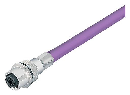 Illustration 70 4434 246 04 - M12 Female panel mount connector, Contacts: 2, shielded, with cable assembled, IP68, M16x1.5, Profibus, PUR, violet, 1 x 2 x 0.25 mm², 0.5 m