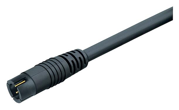 Illustration Snap-In Male cable connector, Contacts: 3, unshielded, moulded on the cable, IP40, PVC, black, 3 x 0.25 mm², 5 m