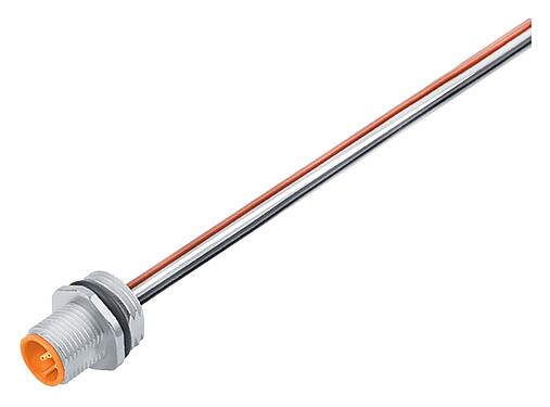 插图 M12 针头法兰座, 极数: 5, 非屏蔽, 带导线, IP68, UL 2238, M16x1.5, 板前安装