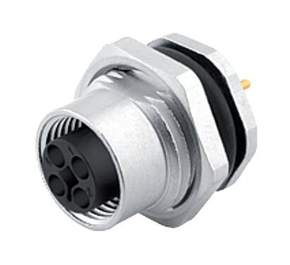 Illustration 86 0640 1000 00044 - M12 Female panel mount connector, Contacts: 4, unshielded, THT, IP68, UL 2238, M16x1.5, rear mounting