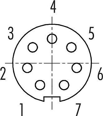 联系安排 (外掛程式側) 卡扣式 孔头法兰座, 极数: 7, 非屏蔽, 焊接, IP40, M10x0.75, 板前安装