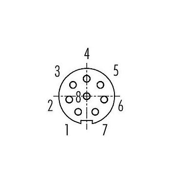 联系安排 (外掛程式側) M9 孔头法兰座, 极数: 8, 非屏蔽, THT, M9x0,5, 板前安装