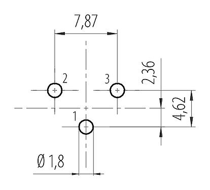 导体结构 7/8" 针头法兰座, 极数: 2+PE, 非屏蔽, THT, IP68, UL 2238, VDE, 後壁安裝, 模压成型