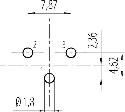 导体结构 7/8" 针头法兰座, 极数: 2+PE, 非屏蔽, THT, IP68, UL 2238, VDE, 後壁安裝, 模压成型