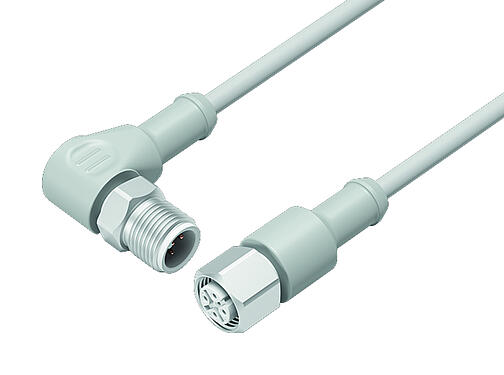 Illustration 77 3730 3727 40912-0200 - M12/M12 Connecting cable male angled connector - female cable connector, Contacts: 12, unshielded, moulded on the cable, IP69K, Ecolab, FDA compliant, Special TPE, grey, 12 x 0.25 mm², Food & Beverage, stainless steel, 2 m