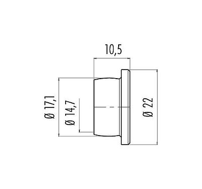 Scale drawing Protecting cap, IP40, Female panel mount connector, male panel mount connector