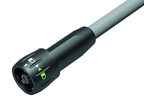 Illustration 77 6005 0000 20008-0500 - Bayonet Male cable connector, Contacts: 8, unshielded, solder, IP67, PVC, grey, 8 x 0.25 mm², 5 m