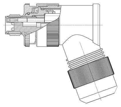 比例图 99 0699 370 05 - M12 弯角针头电缆连接器, 极数: 4+PE, 8.0-13.0mm, 非屏蔽, 螺钉接线, IP67, UL 2237正在准备中, 带PE接口