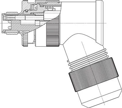 比例图 M12 弯角针头电缆连接器, 极数: 4+PE, 8.0-13.0mm, 非屏蔽, 螺钉接线, IP67, UL 2237正在准备中, 带PE接口