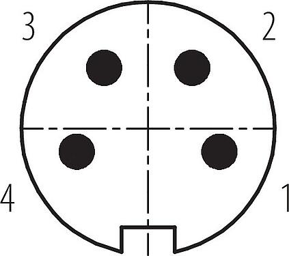 联系安排 (外掛程式側) M16 针头法兰座, 极数: 4 (04-a), 非屏蔽, 焊接, IP67, UL 2238, M18x0,75, 板前安装
