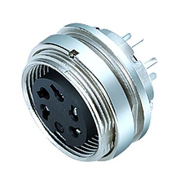 Illustration 09 0316 90 05 - M16 IP40 Female panel mount connector, Contacts: 5 (05-a), unshielded, THT, IP40, front fastened