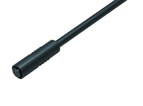 插图 79 3420 55 06 - Snap-in 快插 直头孔头电缆连接器, 极数: 6, 非屏蔽, 预铸电缆, IP65, PUR, 黑色, 6x0.25mm², 5m
