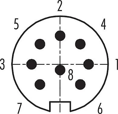 联系安排 (外掛程式側) M16 弯角针头电缆连接器, 极数: 8 (08-a), 4.0-6.0mm, 非屏蔽, 焊接, IP40