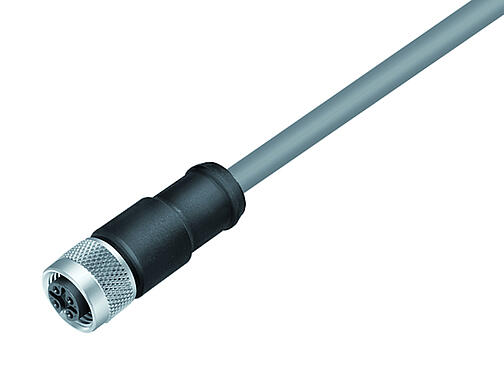 插图 77 3530 0000 20704-0200 - M12-A 孔头带电缆连接器, 极数: 4, 屏蔽的, 模压电缆, IP67, UL, PVC, 灰色, 4x0.34 mm², 2m