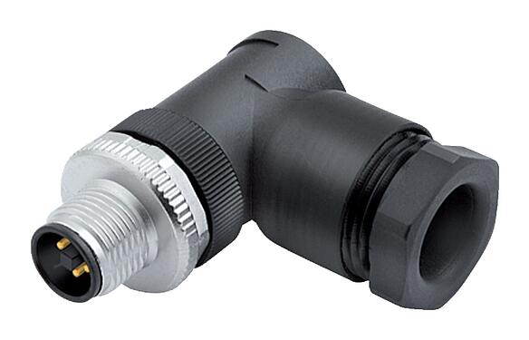 插图 M12 弯角针头电缆连接器, 极数: 4, 8.0-10.0mm, 非屏蔽, 螺钉接线, IP67, UL 2238, VDE