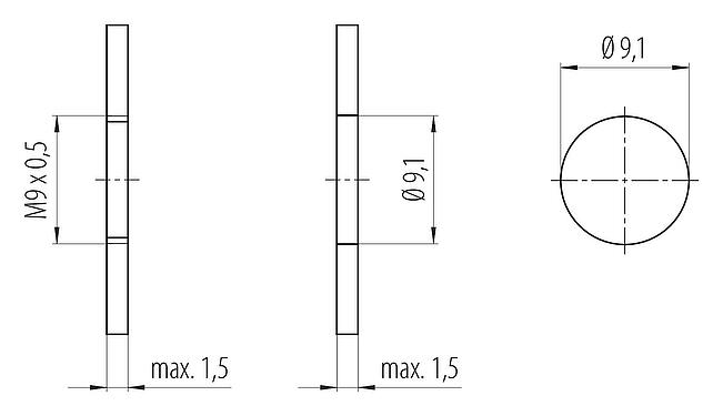 Assembly instructions / Panel cut-out M9 Female angled panel mount connector, Contacts: 5, unshielded, THT, IP40, Front mounting