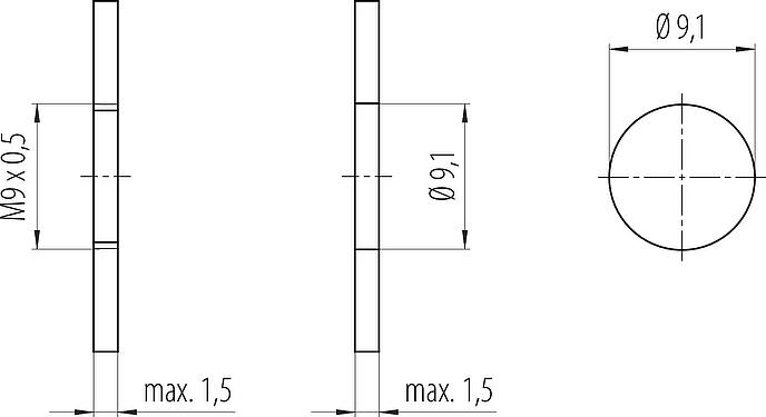 安装说明 M9 孔头法兰座, 极数: 7, 非屏蔽, THT, M9x0,5, 後壁安裝