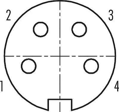 联系安排 (外掛程式側) Push Pull 孔头法兰座, 极数: 4, 可接屏蔽, 焊接, IP67, M21x1,0, 後壁安裝