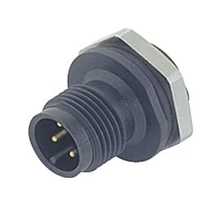 M12 Male panel mount connector, Contacts: 8, unshielded, solder, IP67, UL 2238, PG 9, Front mounting