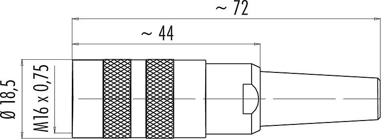 比例图 M16 直头孔头电缆连接器, 极数: 12 (12-a), 4.0-6.0mm, 可接屏蔽, 焊接, IP40