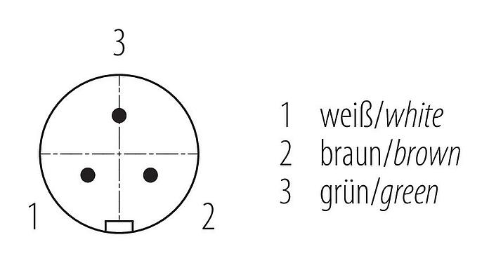 联系安排 (外掛程式側) Snap-in 快插 弯角针头电缆连接器, 极数: 3, 4.0-6.0mm, 非屏蔽, 焊接, IP67