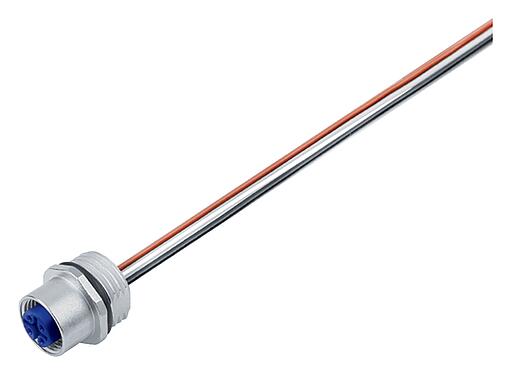 Illustration M12 Female panel mount connector, Contacts: 4, unshielded, single wires, IP68, UL 2238, M16x1.5, Front mounting