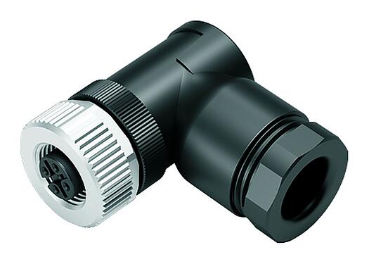 插图 M12 带电缆双出口 - 孔头弯角电缆连接器, 极数: 4, 2.1-3.0 mm (2 电缆) 或者 4-5 mm (2 电缆), 非屏蔽, 螺钉接线, IP67