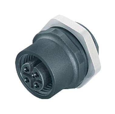 Illustration M12 Female panel mount connector, Contacts: 8, unshielded, solder, IP67, UL 2238, PG 9, Front mounting