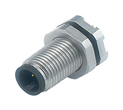 Illustration M5 Male panel mount connector, Contacts: 4, unshielded, THT, IP67, M5x0.5, Rear mounting, potted