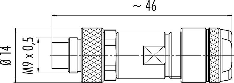比例图 M9 直头针头电缆连接器, 极数: 7, 4.0-5.5mm, 可接屏蔽, 焊接, IP67, 鸢尾花