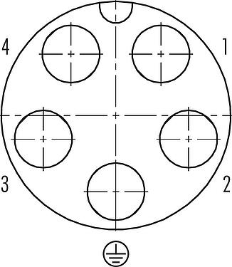 联系安排 (外掛程式側) 卡扣式 直头孔头电缆连接器, 极数: 4+PE, 7.0-17.0mm, 非屏蔽, 压接(压接触点必须单独订购), IP68/IP69K, UL 2238, VDE, UV-Beständig