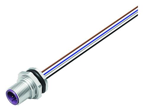 Illustration M12 Male panel mount connector, Contacts: 4, unshielded, single wires, IP68, UL 2238, PG 9, Rear mounting
