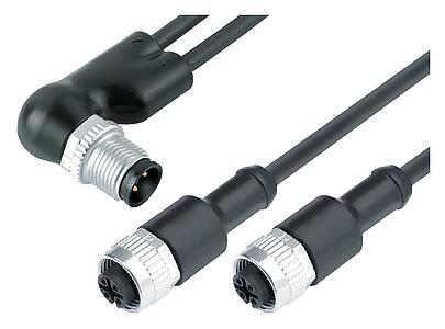 Automation Technology - Sensors and Actuators--Male angled cable splitter - 2 female cable connectors_765_0_25_DG_SK