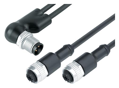 插图 77 9827 3430 50003-0200 - M12/M12,M12 带角度的公头二合一连接器 - 2 个 母头电缆连接器, 极数: 4/3, 非屏蔽, 预铸电缆, IP67, UL, PUR, 黑色, 3x0.34mm², 2m