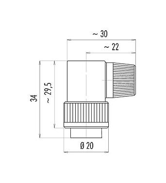 比例图 99 0653 70 14 - 卡扣式 弯角针头电缆连接器, 极数: 14, 4.0-6.0mm, 非屏蔽, 焊接, IP40