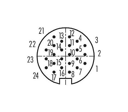 Contact arrangement (Plug-in side) 99 5695 15 24 - M16 Male cable connector, Contacts: 24, 6.0-8.0 mm, shieldable, solder, IP67, UL